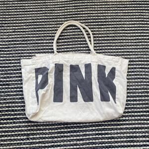 🌿Victoria Secret Pink Canvas Large Logo Zip Hobo Shoulder Bag